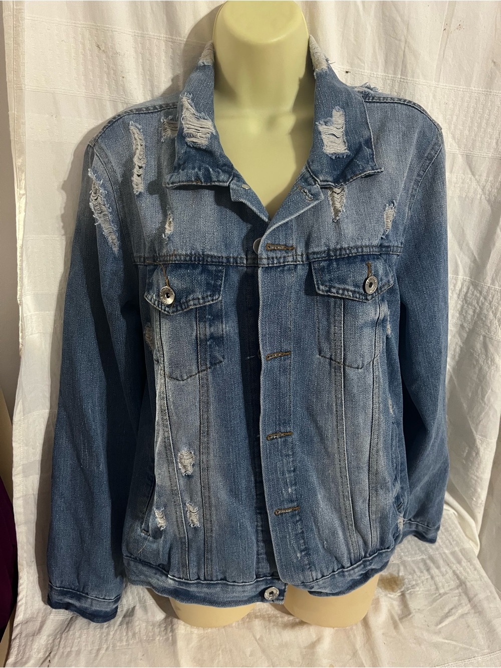 Ci Sono Light Blue Distressed Denim Jean Jacket